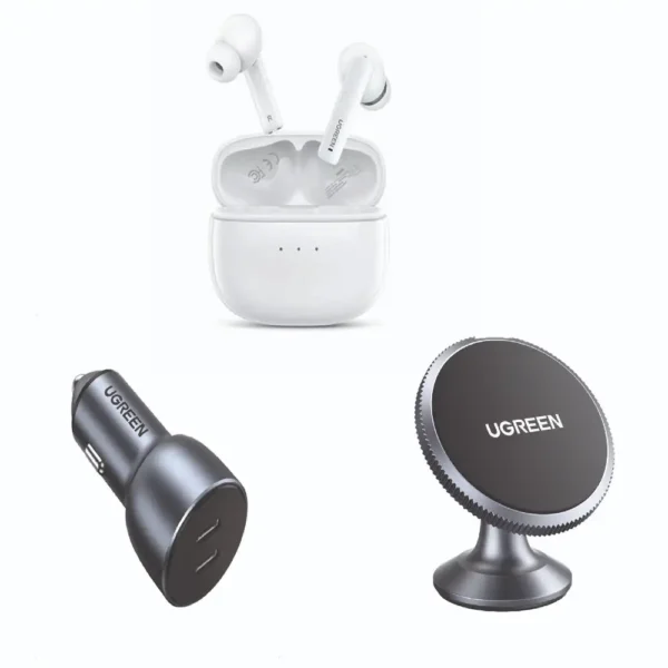 بكج ugreen - شاحن سيارة - حامل سيارة مغناطيسي